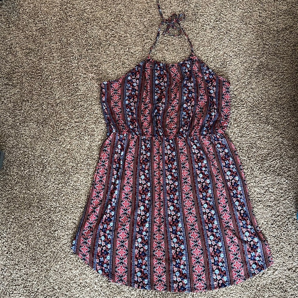 Red and Blue Printed Dress
